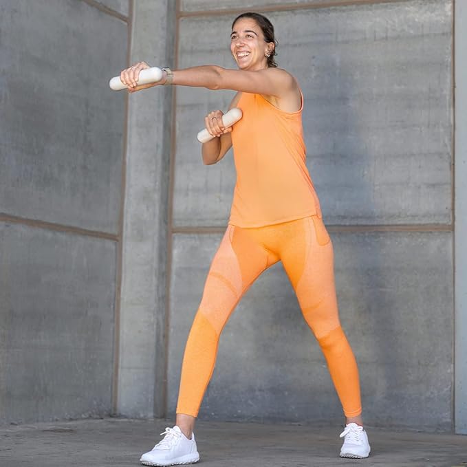 Fitness Set of 2 Oval Dumbbells 4.4lbs Each in White Soft Silicone Steel for Performance Training Sessions, Pilates Classes