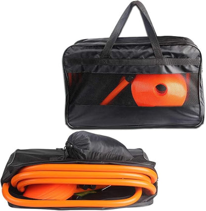 TOCO FREIDO Speed&Agility Training Set – 20ft Agility Ladder Set with 12 Rungs, 4 Adjustable Training Hurdle, 12 Disc Cones, 2 Resistance Bands, 1 Running Parachute and Footwork Drills Equipment