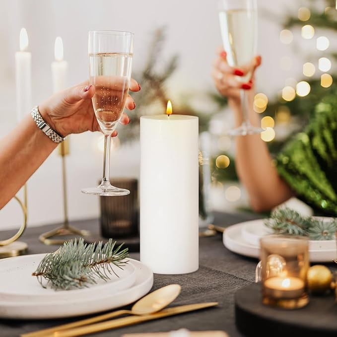 2 Packs 3x8 Inch White Pillar Candles, Dripless Unscented Cylinder Wax Candles for Wedding, Home Decor, Dinner Table, Party, Power Outage, Emergency - 100 Hours Burn Time