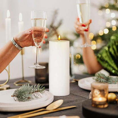 2 Packs 3x8 Inch White Pillar Candles, Dripless Unscented Cylinder Wax Candles for Wedding, Home Decor, Dinner Table, Party, Power Outage, Emergency - 100 Hours Burn Time