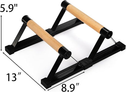 TOPZEA Wood Push Up Bars, Solid Wooden Parallettes Bars with Sturdy Steel Bracket Anti-slip Handstand Bars for Calisthenics, Fitness, At Home Gym Floor Workouts Equipment, Support Max 600 lbs, Black