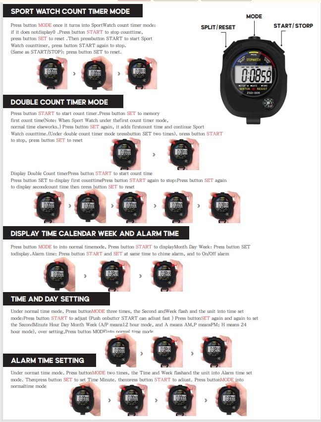 2 Pack Multi-Function Electronic Digital Sport Stopwatch Timer, Large Display with Date Time and Alarm Function,Suitable for Sports Coaches Fitness Coaches and Referees,Pgzsy