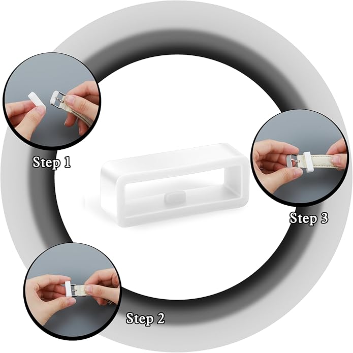 Xindojuz 9 PCS Watch Band Loop, White Silicone Magic Band Clips, Rubber Watch Strap Bands Holder Retainer Keepers Fastener Rings Replacement for Smartwatch Accessories Forerunner Bands (18/20/22 mm)