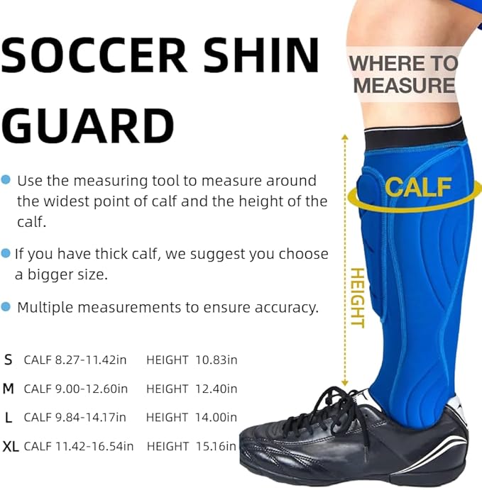 Soccer Shin Guards, Soccer Protective Gear with Calf and Ankle Pads, Shin Guard Pads for Youth and Adult
