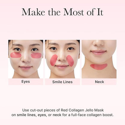 Red Collagen Jello Mask, Plump & Hydrating x 4ea, Overnight Hydrogel Mask for Dry, Mature Skin, Packed with Collagen, 5 Peptides, 2% Niacinamide