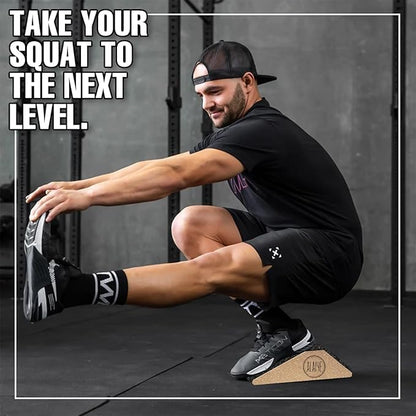 Squat Wedge Blocks (Set of 2) ??Non-Slip Slant Boards for Lower Body Workouts, Ankle and Calf Stretching - Yoga Blocks, Designed to Elevate Heels and Squat Support - Includes Carry Bag