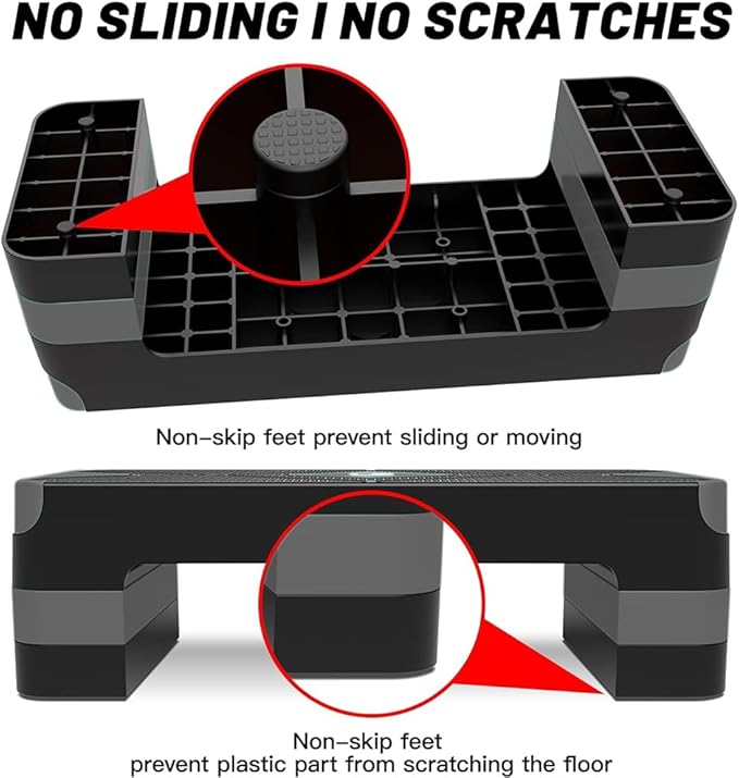 Aerobic Exercise Step, Adjustable Aerobic Stepper for Exercise, Workout Step Platform for Step Up, 26.5" Step Deck with 4??6??8??Adjustable Height Risers, Women Home Gym Cardio Fitness