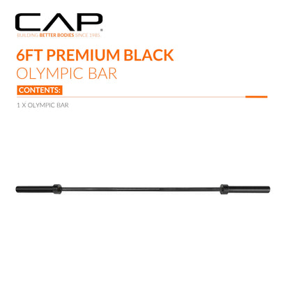 CAP 24lb 6ft Olympic Barbell, Black, Strength Training
