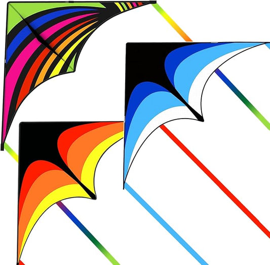 Mint's Colorful Life 3 Pack Delta Kite Set for Kids & Adults, Easy to Fly Large Kites for