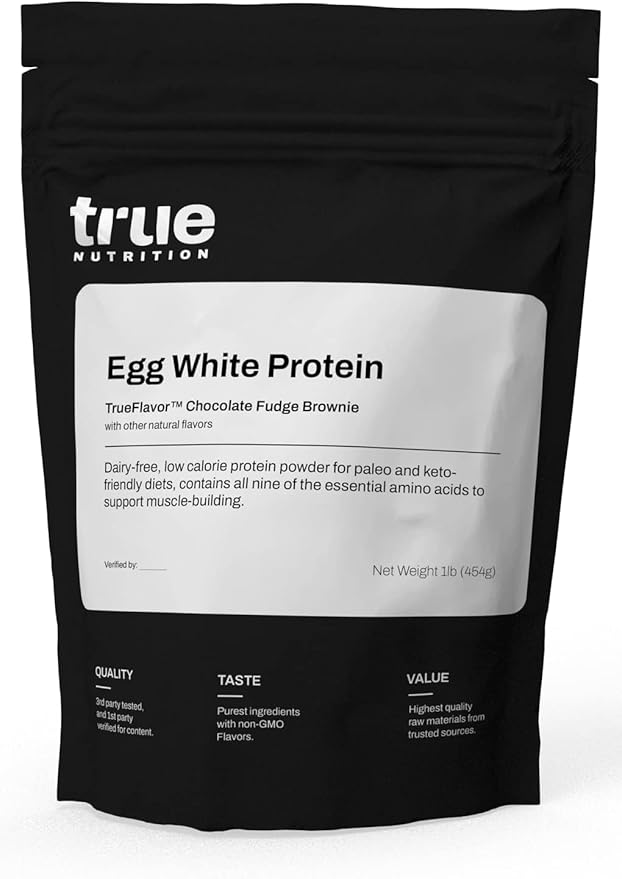 True Nutrition Egg White Protein Powder - Low Carb, Paleo, Keto, Carnivore, Lactose-Free, Gluten-Free (Chocolate Fudge Brownie, 1lb)