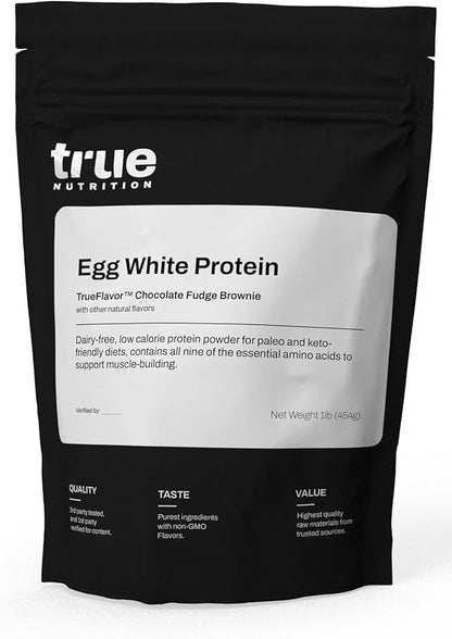 True Nutrition Egg White Protein Powder - Low Carb, Paleo, Keto, Carnivore, Lactose-Free, Gluten-Free (Chocolate Fudge Brownie, 1lb)