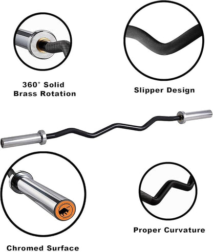 Chong Olympic Barbell 47Inch-4FT-350lb /86Inch-7FT-1500lb EZ Curl Weight Bar, Capacity Chrome Barbells for Gym Home Strength Training,Weightlifting,Power Lifting