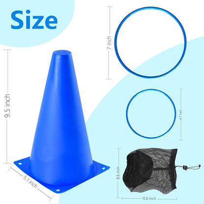 OBTANIM 26 Pcs Plastic Colorful Cones Ring Toss Combo Set Outdoor Carnival Games for Kids Adults Birthday Party Throwing Backyard Games