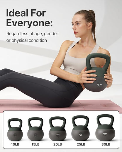 YOTTOY Soft Kettlebell, Set for Strength Training Kettlebells & Home Workouts, Soft-Sided Cushioned Base, Wide-Handle - Ideal for Men, Women, & Beginners