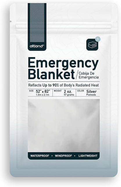 Altland 10 Pack of Emergency Blankets - Heat Reflective Blankets for Winter Survival Kits, Disaster Preparedness, Cold Weather Camping, and Homeless Care Packages