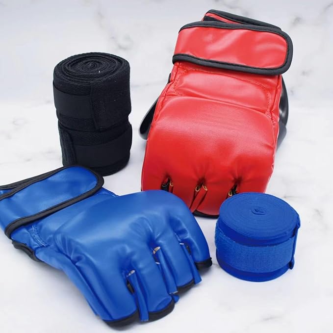 2 Pairs Boxing Gloves Kickboxing Gloves for Men Women Beginner Professional Shockproof Leather Sparring Training Gloves Set MMA Gloves