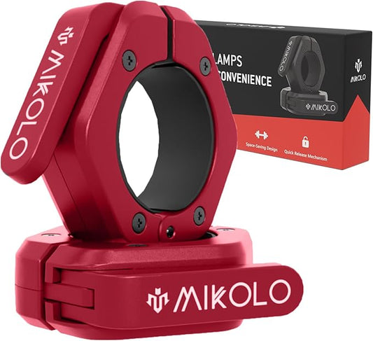 Mikolo Barbell Clamps,2-Inch Olympic Barbell Clips with Anti-Slip TPR Lining and Quick Release for Home and Gym Use