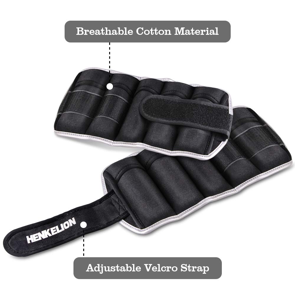 Henkelion 1 Pair 10 Lbs Adjustable Ankle Weights For Women Men Kids, Strength Training Wrist And