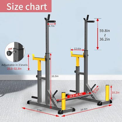 K KiNGKANG Adjustable Squat Rack,Multi-Function Barbell Rack for Weight Lifting and Home Gym Fitness Workout Portable Squat Bench Press,Load 690LBS