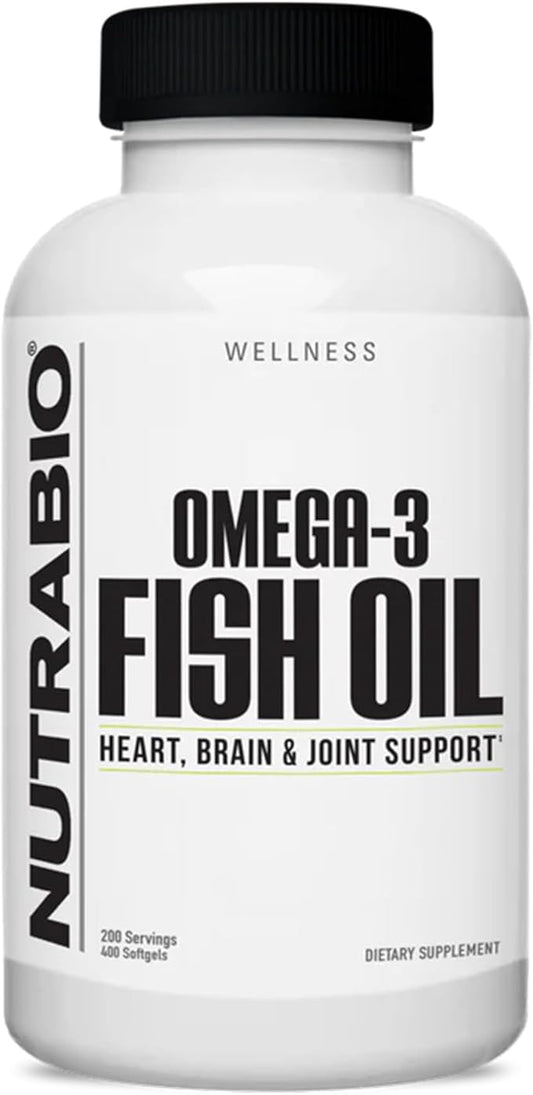 NutraBio Omega 3 Fish Oil Supplements, 2,000mg, 400 Softgels - EPA DHA Omega 3 Fatty Acid