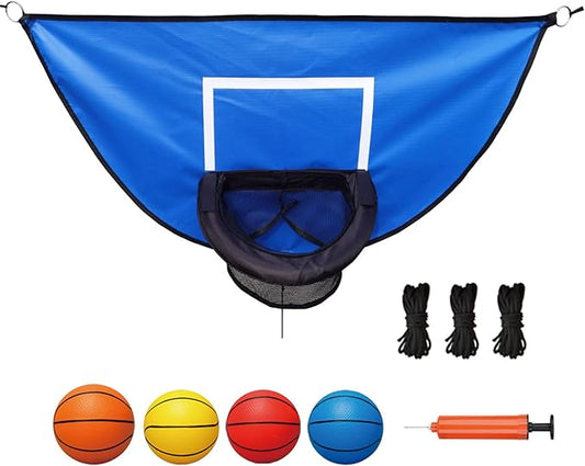 Trampoline Basketball Hoop, with Pump and 4 Mini Balls, Easy to Install, Universal Trampoline Accessories, Trampolines Basketball for Dunking