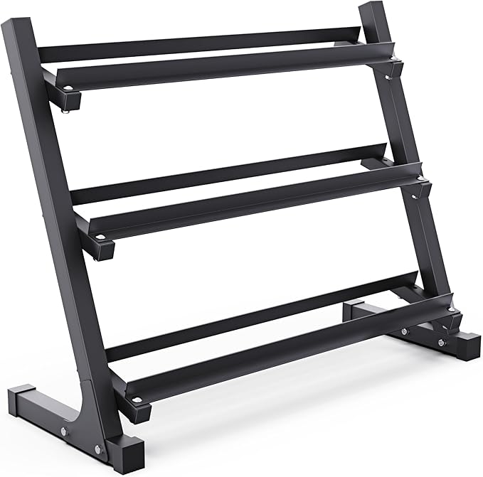 Synergee Dumbbell Rack for Home Gym – 3 Tier Adjustable Weight Rack for Dumbbells – Space-Saving Storage Shelf – Available in 38" or 46" – Heavy Duty Steel Frame – Easy Assembly