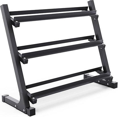 Synergee Dumbbell Rack for Home Gym – 3 Tier Adjustable Weight Rack for Dumbbells – Space-Saving Storage Shelf – Available in 38" or 46" – Heavy Duty Steel Frame – Easy Assembly