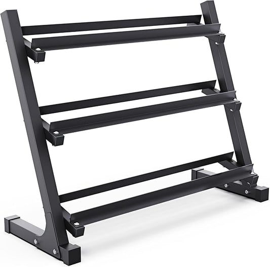 Synergee Dumbbell Rack for Home Gym – 3 Tier Adjustable Weight Rack for Dumbbells – Space-Saving Storage Shelf – Available in 38" or 46" – Heavy Duty Steel Frame – Easy Assembly