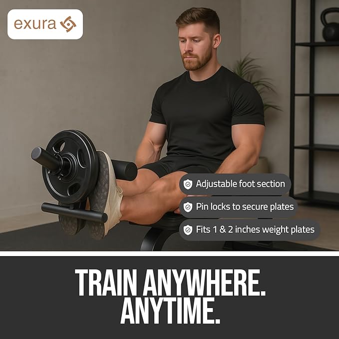 Exura Tib Bar and Bar Clamps - 2 and 1 Inch Adjustable Plates with Anti-Slip Pin Locks - Designed for Tibialis Training & Calf Raises Trainer, Tibialis Trainer, Tibialis Bar, Atg Tib Bar, Tib Raise