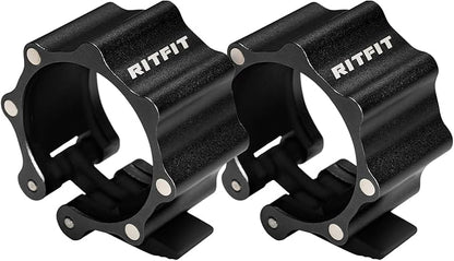 RitFit 2-Inch Magnetic Barbell Collars Locking Clamps - Heavy Duty Aluminum Alloy, Quick Release with Non-Slip TPR Pads for Olympic Weightlifting Powerlifting Training (Pair)