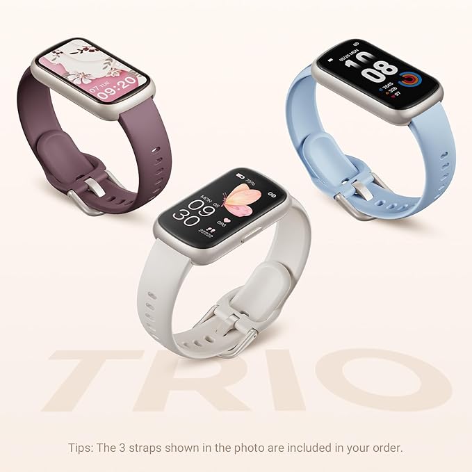 Health Fitness Tracker Smart Watch with 24/7 Heart Rate, Blood Oxygen, Sleep Tracker, Pedometer, 3 Colorful Bands & 3ATM Waterproof Activity Tracker with Step Calorie Counter, Starlight