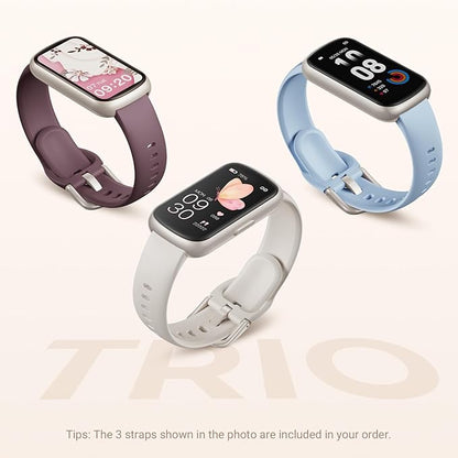 Health Fitness Tracker Smart Watch with 24/7 Heart Rate, Blood Oxygen, Sleep Tracker, Pedometer, 3 Colorful Bands & 3ATM Waterproof Activity Tracker with Step Calorie Counter, Starlight