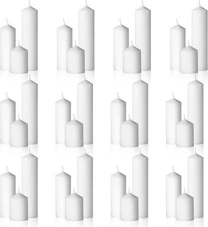 36PC Pillar Candles Bulk 2 in x 3, 6, 8 Inch Long Burning Wax Pillar Candles Unscented Smokeless Dripless for Wedding Centerpieces Spa Lantern Fireplace Home Festival Fall Party Decor (White)