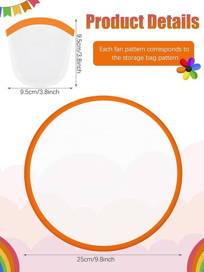 Gejoy Foldable Flying Disc Fans Bulk with Bags 9.8 Inch DIY Sublimation Handheld Cooling Fan Beach Flying Disc for Summer Outdoor Games Activities Birthday Wedding Party Favors