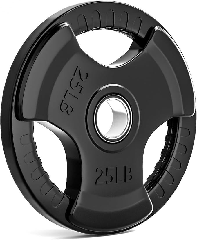 LIONSCOOL 2-Inch Rubber Olympic Grip Weight Plates for Strength Training, Weightlifting, Solid Cast Iron Plate for Barbell in Single/Pair/Set for Home & Gym (2.5-45LB), One Year Warranty