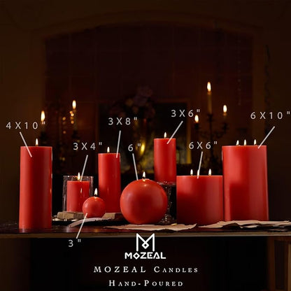 MOZEAL 3" x 4" Hand-Poured Unscented Candle, Dripless Pillar Candle Set of 3, Long Clean Burning, Approx 72 Hours Burn Time, Rustic Country Style, Wedding, Coral Charm, Home Decor, Living Coral