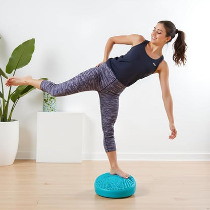 AppleRound Inflated Wobble Cushion with Hand Pump, Air Stability Board (Extra Thick), Core Balance Disc for Adults, Sensory Wiggle Seat for Kids, Flexible Seating for All Age, 13.5in / 34cm Diameter