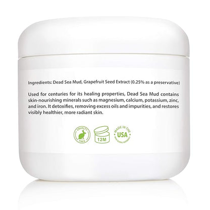 Amara Beauty Dead Sea Mud Mask for Face & Body - Pure Mud with No Fillers Detoxifies & Restores Healthy Skin - 8 oz.