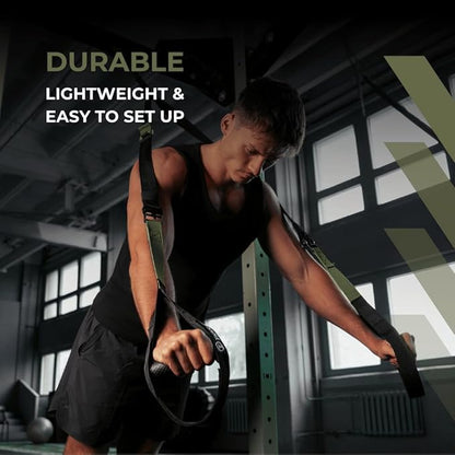 THYSOL® Resistance Trainer Pro Xtreme Straps Army | Sling Trainer Set with Adjustable Door Anchor | Fitness Home Workouts - Suitable for Travelling & for Training Indoor & Outdoor