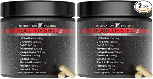 Heart of Steel: 10-in-1 Metabolic Maximizer Nitric Oxide Supplement, Blood Pressure Support, L