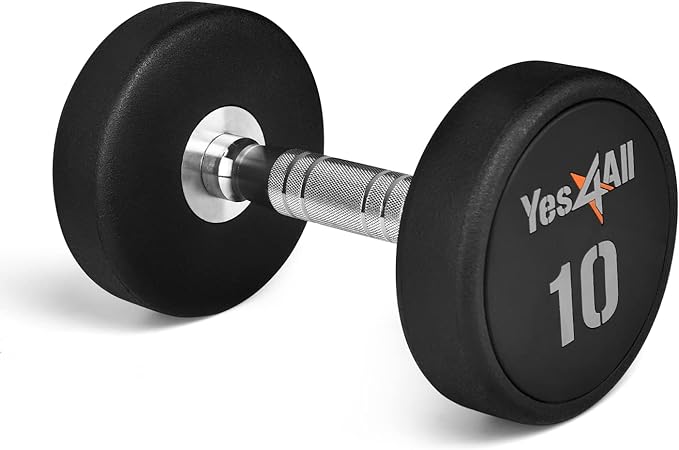 Yes4All Urethane Dumbbell with Anti-Slip Knurled Handle 5-50 LB for Muscle Building - Sold Individually