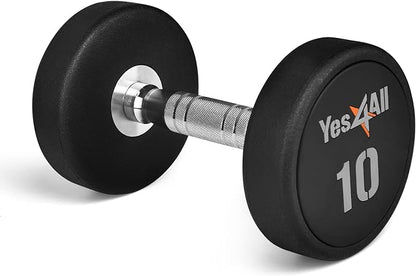 Yes4All Urethane Dumbbell with Anti-Slip Knurled Handle 5-50 LB for Muscle Building - Sold Individually