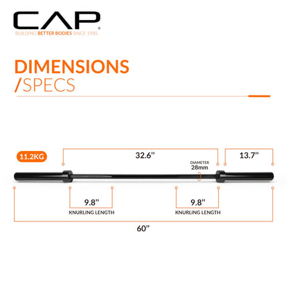 CAP 20lb 5ft Olympic Barbell, Black, Strength Training