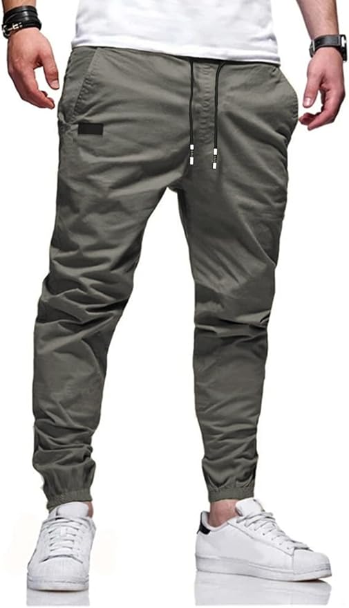 Men Joggers Chino Cargo Pants Hiking Outdoor Recreation Pants Twill Fitness Track Jogging Pants