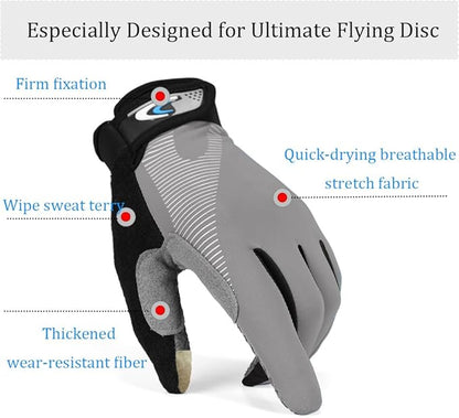 Ultimate Flying disc Gloves Ultimate Grip and Disc Gloves Breathable Non-Slip Sport Cycling Golf Glove, Improve Throws & Catches 1 Pair