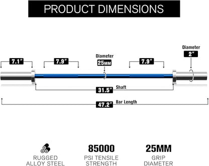 RITFIT Olympic Barbell 4ft/4.8ft/6ft - 2 Inch Weight Bar for Strength Training, Weightlifting, Squat, Deadlift, Bench Press, Curl, Overhead Press - 350lbs/500lbs Capacity