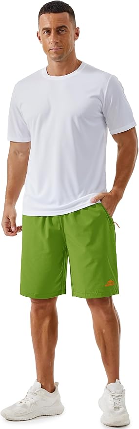 TACVASEN Men's Running Athletic Shorts 9" Quick Dry Workout Gym Shorts Lightweight Summer Shorts 3 Zipper Pockets