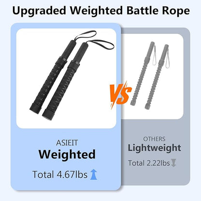 ASIEIT 2025 New Weighted Ropeless Battle Ropes for Home Gym, Heavy Duty Battle Rope for Advanced Fitness Training, Portable Workout Ropes for Working Out, Durable Exercise Rope for Home Workout