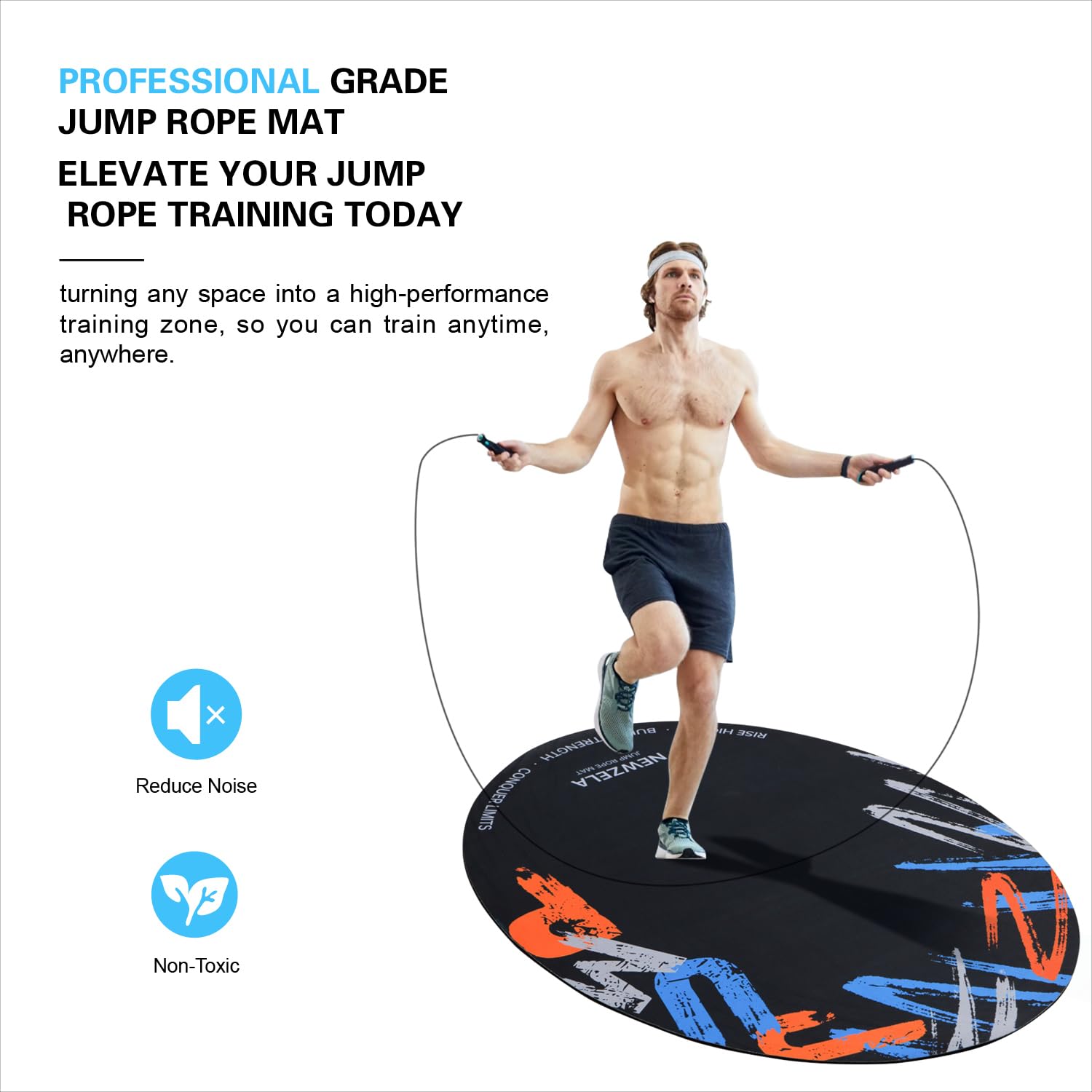 Jump Rope Mat, Shock-Absorbing Non-Slip Rubber Pad for Indoor and Outdoor