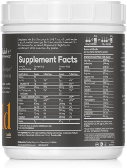 Shaklee - Performance® Advanced Physique® 100% Grass-Fed Whey Protein: Fast-Absorbing Formula - 20g Protein 110 Calories - Vanilla - 20 Servings